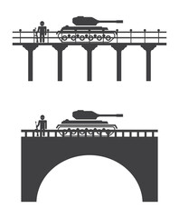 Naklejka premium tank and solder on bridge