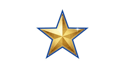 Shiny Golden Star with Blue Metallic Outline Decoration Element