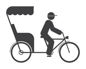 man drive trishaw three wheel bicycle icon