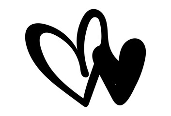 Fototapeta premium Simple black hand drawn heart outline icon representing affection love and romantic feelings isolated on a clean white background for design use
