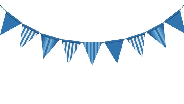 Blue Striped Party Flags Bunting for Nautical or Birthday Theme