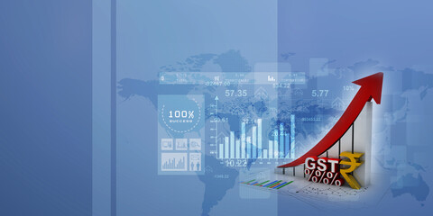 3d rendering Stock market online business concept. business Graph with indian rupee sign