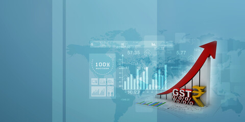 3d rendering Stock market online business concept. business Graph with indian rupee sign