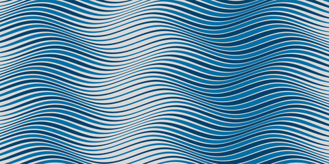 Water waves seamless pattern, vector curve lines abstract repeat tiling background, blue colored rhythmic waves.
