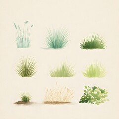 Verdant Clumps of Grassy Delight, Natural Hues