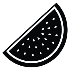 watermelon slice outline vector illustration on white background