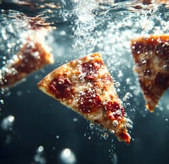 Pizza Slices Underwater