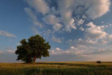 Serene Landscape with a Majestic Tree Underneath