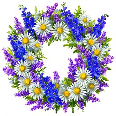 A Peaceful Floral Wreath of Daisies and Lavender