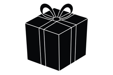 Striking black gift box with a bold outline on a clean white background, representing a simple yet impactful gift concept.