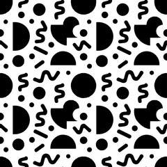 Minimalist Line Art Vector Pattern Circles Zigzag Squiggles