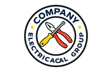 Electrical Service Logo Design with Tools and Circular Emblem Isolated on White Background