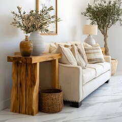 Serene Home Interior with Neutral Hues and Textures