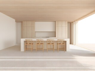 Bright Wooden Kitchen Space with Minimalist Design