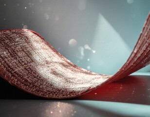 Vibrant red and white fabric flowing dramatically on modern surface