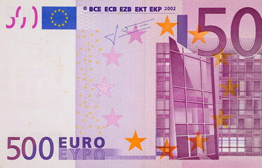 500 EURO banknote of the European Union. Paper money of Europe