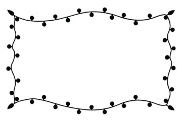 Enchanting border of bright, glowing Christmas lights forming a festive garland, perfect for holiday greetings.