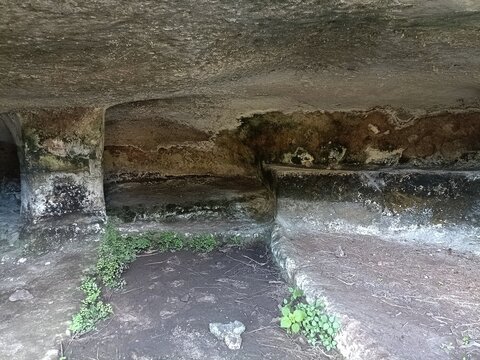  Detail of the underground necropolis of Su Crucifissu Mannu, an archaeological site located in Nurra, a region in northwestern Sardinia.Porto Torres, Sassari, Sardinia, Italy - 11.21.2025