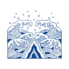 Fototapeta premium Chinese Blue and White Porcelain Pattern, Traditional Vector Design