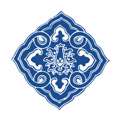 Chinese Blue and White Porcelain Pattern, Traditional Vector Design