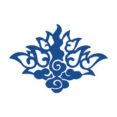 Chinese Blue and White Porcelain Pattern, Traditional Vector Design