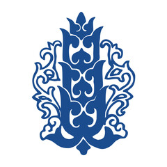 Chinese Blue and White Porcelain Pattern, Traditional Vector Design