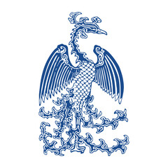 Chinese Blue and White Porcelain Pattern, Traditional Vector Design