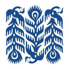 Chinese Blue and White Porcelain Pattern, Traditional Vector Design