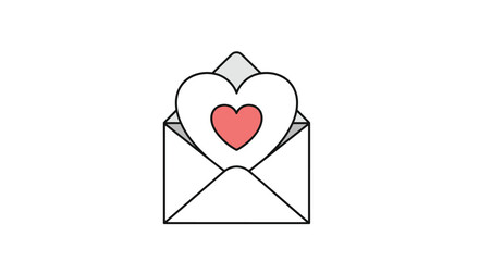 Fototapeta premium Open envelope revealing a large heart with a smaller heart at its center symbolizes a heartfelt love letter or special message.