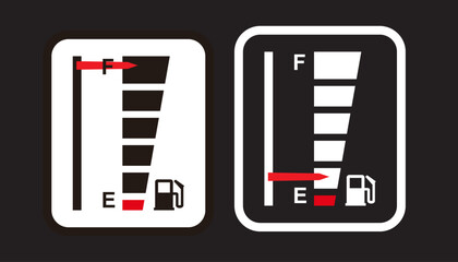 Gas and fuel gauge meter full and empty icon set vector illustration