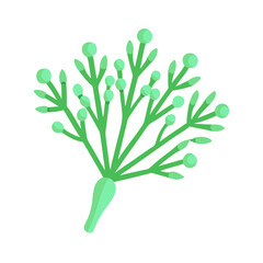 Minimalist green floral plant on white background illustration
