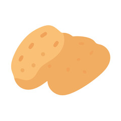 Two potatoes lying side by side on white background