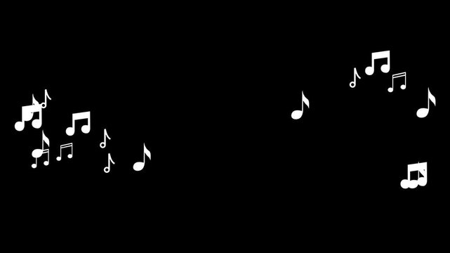 Flying up musical symbols with Alpha Matte, Particle Music Notes isolated background. animated flying music notes and soft particle overlay, Concept of music, song, melody