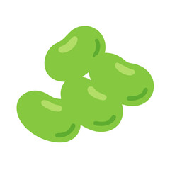 Obraz premium Green beans cartoon on white background, simple and clean art