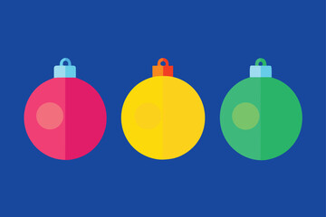 Collection of vibrant Christmas bauble icons in various festive shapes and bold colors, perfect for holiday design elements.