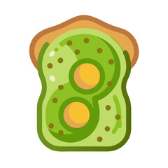 Illustration of avocado toast with two egg yolks