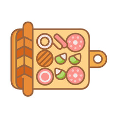 Stylized flat illustration of a charcuterie board assortment