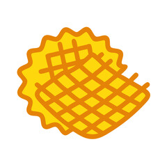 Cartoon waffle on white background with yellow grid pattern