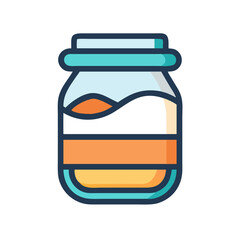 Stylish jar with layers in retro flat design style