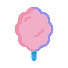 Cartoon flat design of pink cotton candy on stick