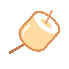 Marshmallow on a stick flat design against white background