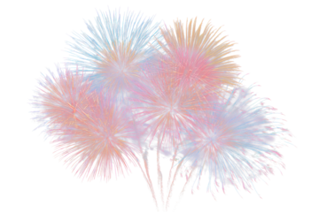 vibrant fireworks in the sky texture isolated on white or transparent png