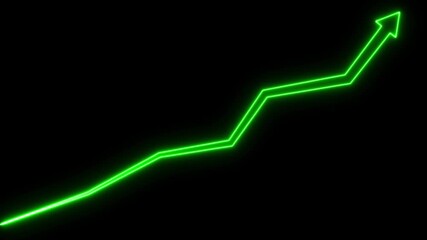 Green Neon Arrow Graph on Black Background abstract .Glowing neon stock market charts on financial data view business graph up arrow - Powered by Adobe
