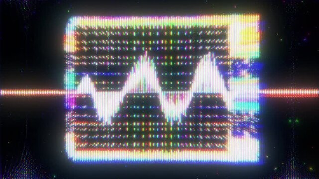 4K Digital Oscilloscope Waveform Glitch Animation with Screen Signal Distortion Pixel Noise and Interference as Reusable Interface Overlay Layer for UI HUD Monitoring Systems Motion Graphics VFX