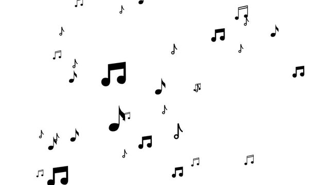 Flying up musical symbols with Alpha Matte, Particle Music Notes isolated background. animated flying music notes and soft particle overlay, Concept of music, song, melody