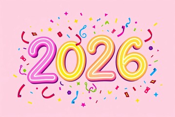 Happy New Year 2026 Celebration Illustration | Festive Party Greeting Design