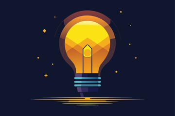 Bright yellow light bulb illuminating with a warm glow against a deep black background, representing brilliant ideas and creative solutions.