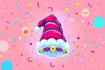 Merry Christmas Holiday Celebration Illustration, Festive Winter Greeting Design