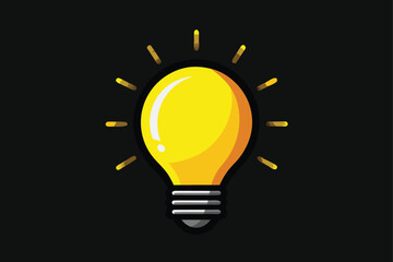 A single bright yellow light bulb shining against a black backdrop, symbolizing a brilliant idea, creativity, or a moment of inspiration.