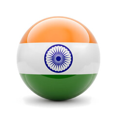 Glossy 3D sphere painted in Indian tricolor with Ashoka Chakra, symbolizing national pride, unity, freedom, identity, modern patriotic design, Independence Day celebration, Republic Day spirit